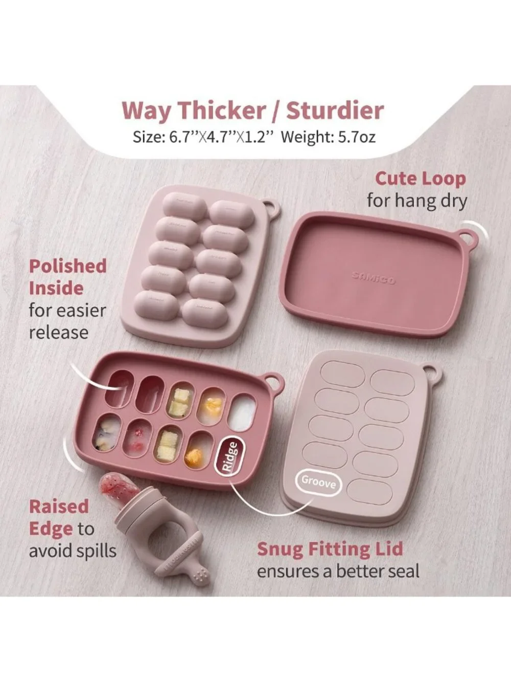 Baby Food Feeder & Breastmilk Popsicle Mold Set - Silicone Teether & Pacifier